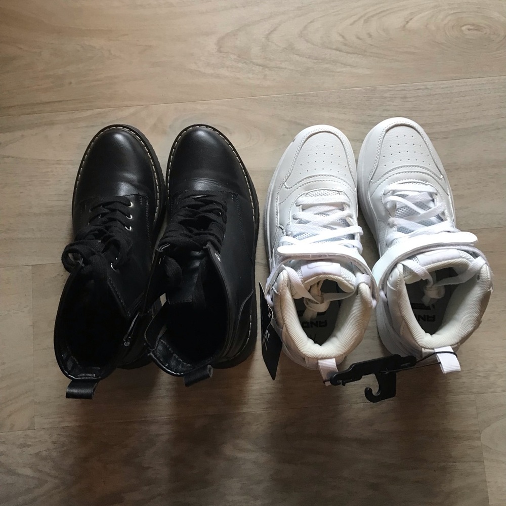 Madden Girl Black Boots and AND1 White Sneakers, Excellent Condition!